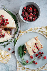 Holiday White Cake With Candied Cranberries