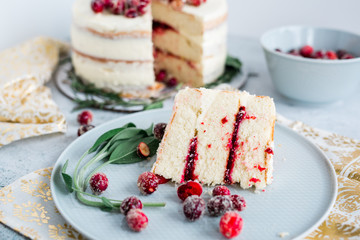 Holiday White Cake With Candied Cranberries