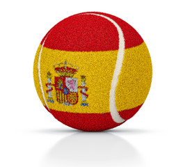 Tennis ball with Spain flag texture, Spain tennis ball, 3D illustration