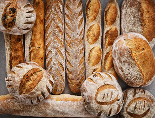 Loaves of artisanal breads