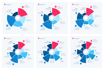 Set of pie chart concepts. Vector templates for web, presentatio