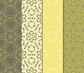 Set Of Modern Floral Seamless Pattern. Decorative Texture For Wallpaper, Invitation, Fabric. Vector Illustration. Color.