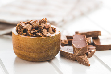 Crushed dark chocolate.