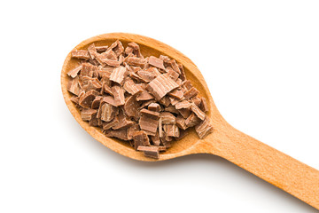 Crushed dark chocolate.