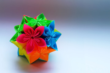 Kusudama origami on white background