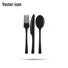 vector illustration sign with spoon, fork and knife.Menu card.