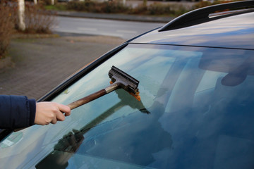 cleaning a windshield