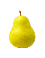 ripe yellow pear close up isolated on white background