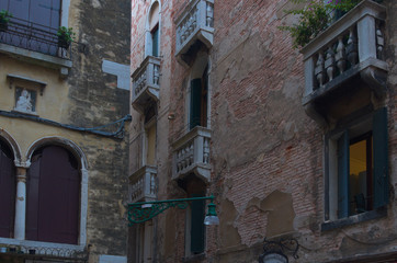 Windows and balcony in Venice Italy