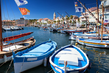 Sanary harbor on the Cote d'Azur in the south of France