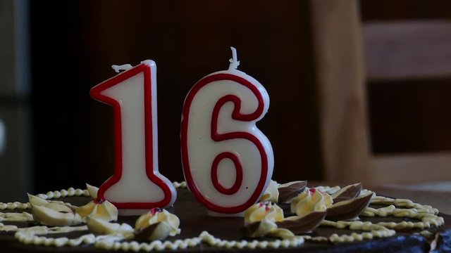 Sixteenth Birthday cake with numerical candles