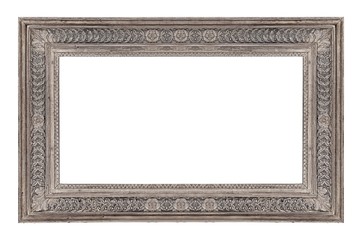 Silver frame for paintings, mirrors or photo isolated on white background	