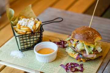 Burger and french fries