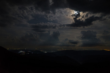 dramatic night sky with clouds
