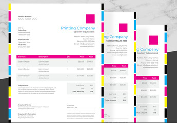 Invoice Layout with CMYK Design Elements