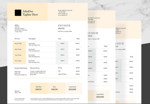 Invoice Layout with Pale Orange Accents