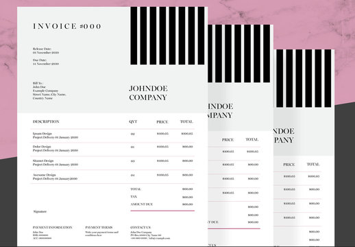 Invoice Layout with Black Bar Element