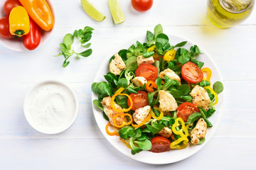 Vegetable salad with chicken meat