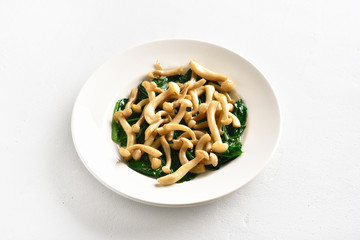 Cooked white beech mushrooms