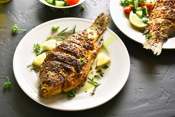 Fried fish on plate