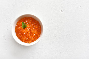 Red caviar in bowl