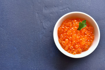 Red caviar in bowl
