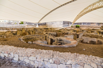 Tarxien, Malta. General view of the temple complex (UNESCO), about 3 thousand years BC