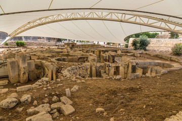 Tarxien, Malta. The ruins of the apses of the neolithic temple complex (UNESCO list), 3250 - 2800 BC