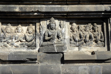 Details of the Hindu Temple of Prambanan on Java, Indonesia