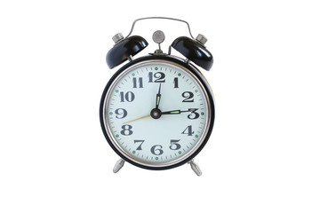 Old alarm clock isolated on white background