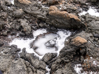 Lava beach with salt formation