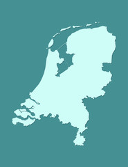 Blue color Netherlands map using single border line on dark background vector illustration