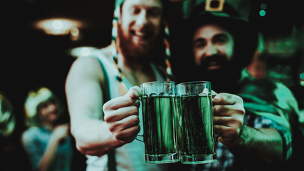 Two Men Drinking Beer. St Patrick's Day Concept.