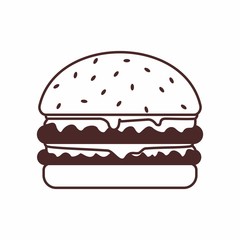 vector illustration of  hamburger in one color 