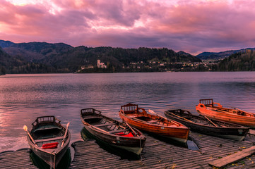 Boats at the lake bled
