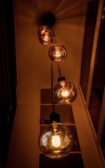 Vintage yellow lamps and Scandinavian style interior