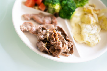 Healthy eating meal with salad and meat