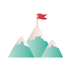 mountains with flag isolated icon