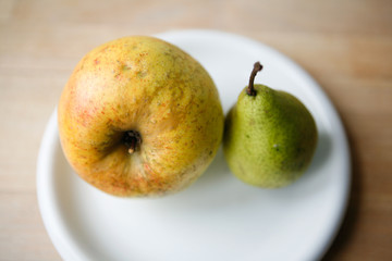 Pear And Apple on Plate, Food, Wallpaper
