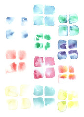Colorful watercolor splash in blocks