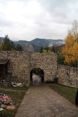 Entrance to Strečno castle in Žilina region, Slovakia