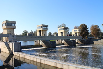 Lock chamber on Vltava river in Hluboká nad Vltavou, Czech republic