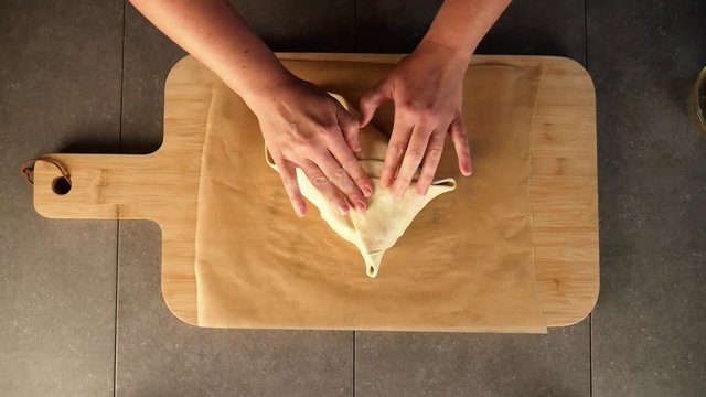Close up, preparing brie dish