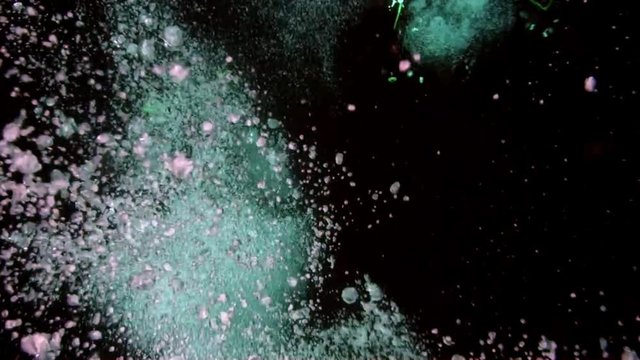 Divers celebrate underwater Christmas near Christmas tree on Lake Baikal.