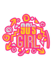 retro bunt 90s girl neunziger jahre mädchen frau weiblich cool funky style logo design geburtstag geschenk party feiern 90er jahrgang jahrzehnt