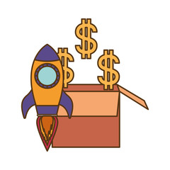 dollar symbol with rocket isolated icon