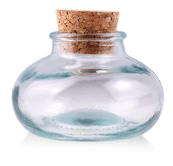 Glass with a cork on a white background