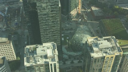 Seattle , Washington Aerial City View Shot on RED from Helicopter