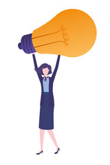 Businesswoman with lightbulb avatar character