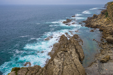 cliffs of somo, cantabria on stormy day